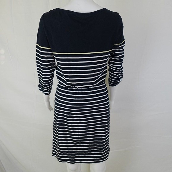 Banana Republic S Striped Knit Dress Navy White Tie Waist Summer Casual Coastal - Picture 6 of 8